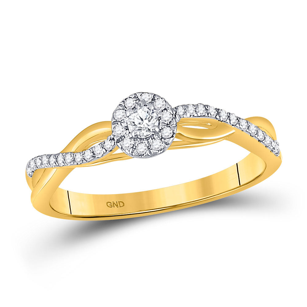 10kt Two-tone Gold Womens Round Diamond Solitaire Promise Ring 1/5 Cttw