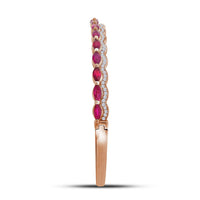 Load image into Gallery viewer, 14kt Rose Gold Womens Marquise Ruby Diamond Bangle Bracelet 3/8 Cttw
