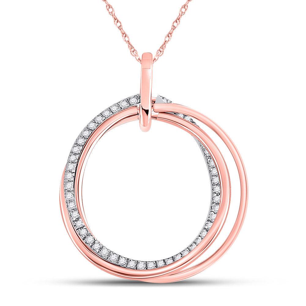 10kt Rose Gold Womens Round Diamond Circle Pendant 1/6 Cttw