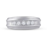 Load image into Gallery viewer, 14k White Gold Round Channel-set Diamond Mens Wedding Band 1/2 Cttw
