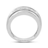 Load image into Gallery viewer, 14k White Gold Round Channel-set Diamond Mens Wedding Band 1/2 Cttw
