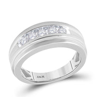 Load image into Gallery viewer, 14k White Gold Round Channel-set Diamond Mens Wedding Band 1/2 Cttw
