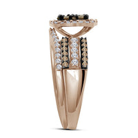 Load image into Gallery viewer, 10kt Rose Gold Womens Round Brown Diamond Bridal Wedding Ring Band Set 1 Cttw
