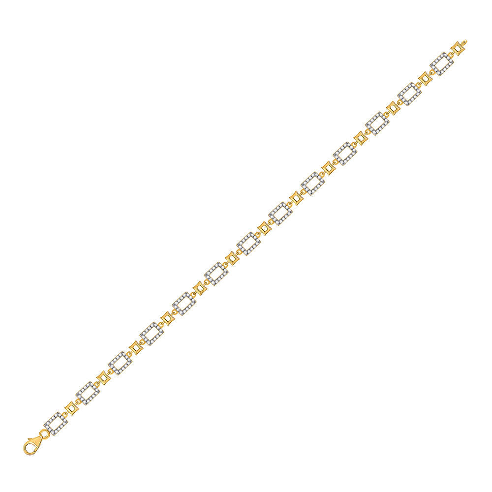 10kt Yellow Gold Womens Round Diamond Geometric Link Bracelet 3/4 Cttw