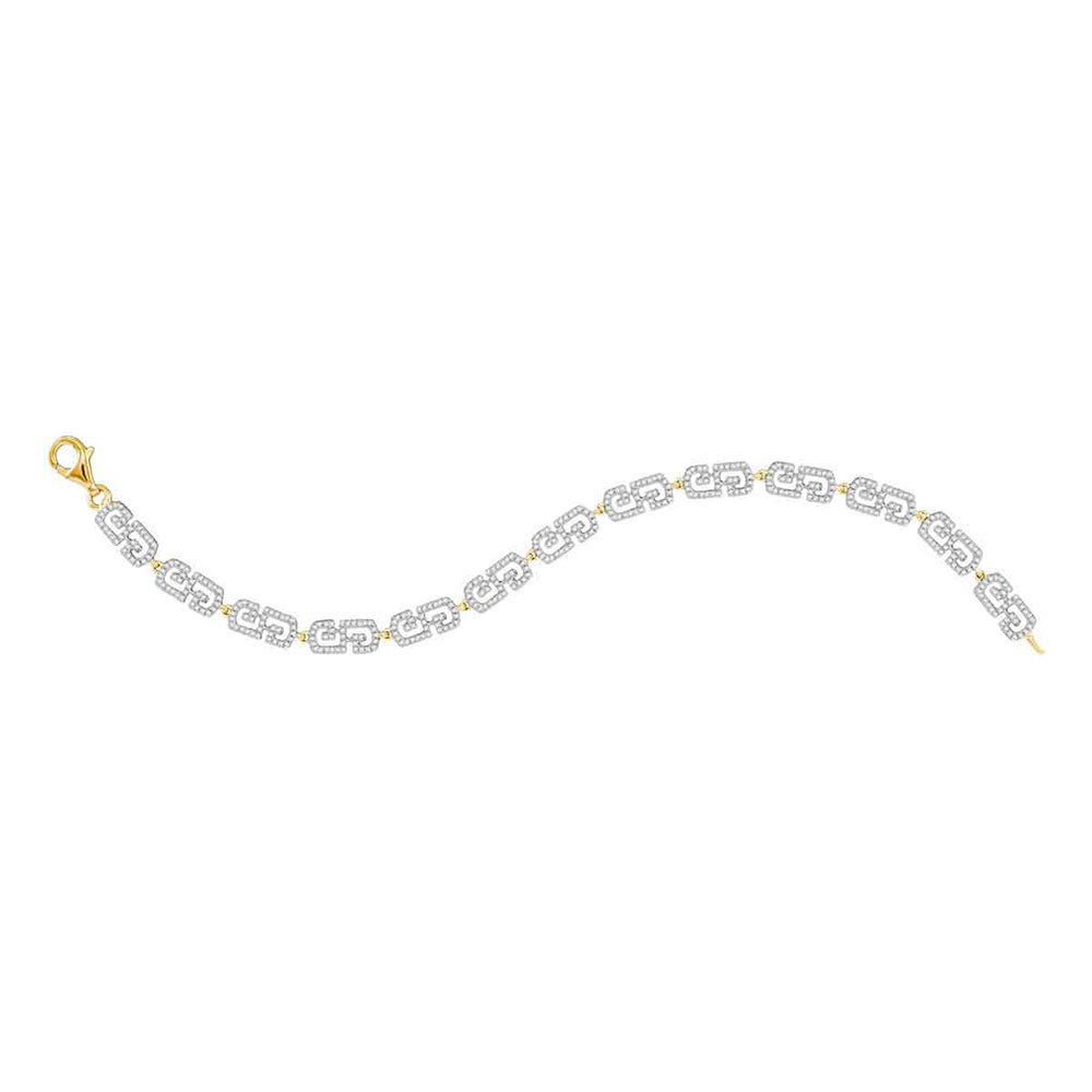 10kt Yellow Gold Womens Round Diamond Link Bracelet 1 Cttw