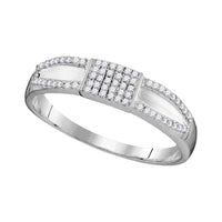 Load image into Gallery viewer, 10kt White Gold His Hers Round Diamond Cluster Matching Wedding Set 1/2 Cttw
