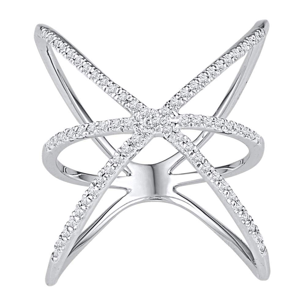 10kt White Gold Womens Round Diamond Negative Space Fashion Ring 1/3 Cttw