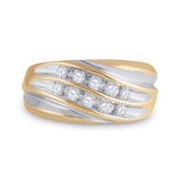 Load image into Gallery viewer, 10kt Yellow Gold Mens Round Diamond Wedding Band Ring 1/2 Cttw
