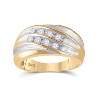 Load image into Gallery viewer, 10kt Yellow Gold Mens Round Diamond Wedding Band Ring 1/2 Cttw
