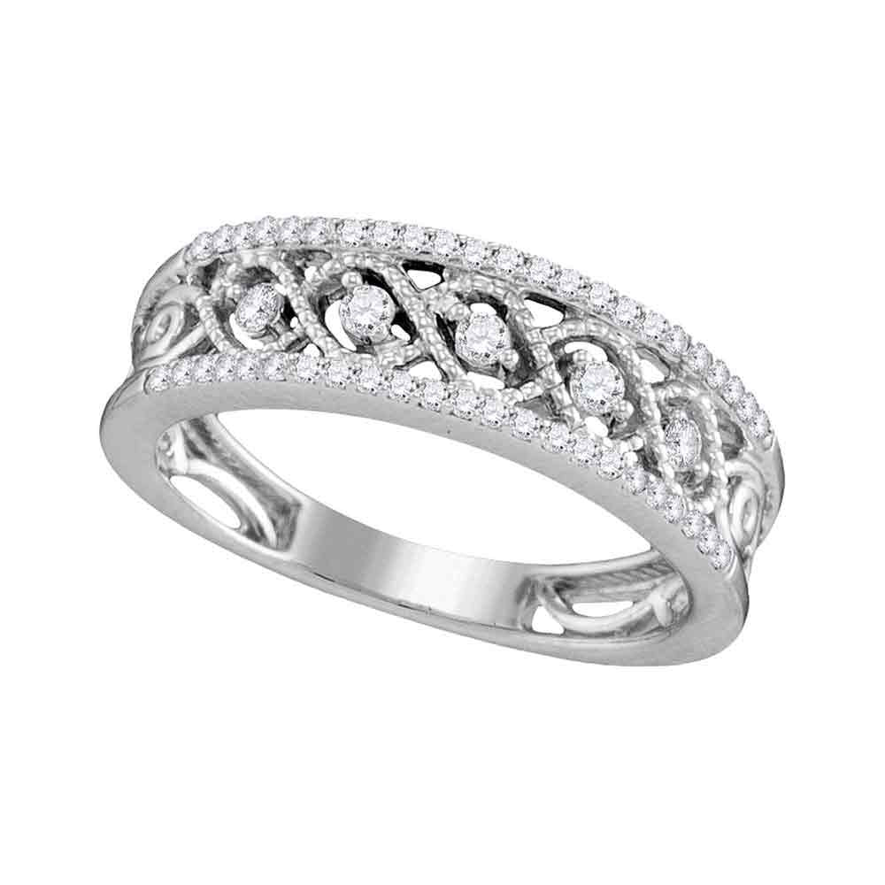 10kt White Gold Womens Round Diamond Band Ring 1/4 Cttw