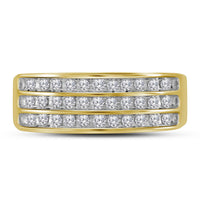 Load image into Gallery viewer, 10kt Yellow Gold Mens Round Diamond 3-Row Band Ring 1/2 Cttw

