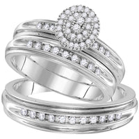 Load image into Gallery viewer, 10kt White Gold His Hers Round Diamond Oval Matching Wedding Set 1/2 Cttw

