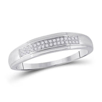 Load image into Gallery viewer, 10kt White Gold His Hers Round Diamond Cluster Matching Wedding Set 1/3 Cttw
