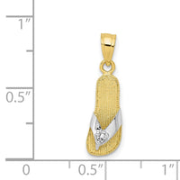 Load image into Gallery viewer, 10k &amp; Rhodium CZ Flip Flop Charm
