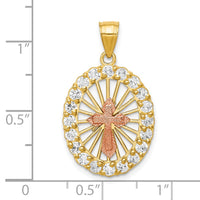 Load image into Gallery viewer, 10k Two-tone CZ Cross Pendant
