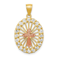 Load image into Gallery viewer, 10k Two-tone CZ Cross Pendant
