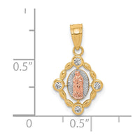 Load image into Gallery viewer, 10k Small Two-tone w/ White Rhodium Our Lady of Guadalupe Pendant
