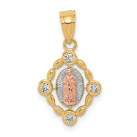 Load image into Gallery viewer, 10k Small Two-tone w/ White Rhodium Our Lady of Guadalupe Pendant

