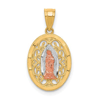 Load image into Gallery viewer, 10k Two-tone with White Rhodium Our Lady of Guadalupe Pendant
