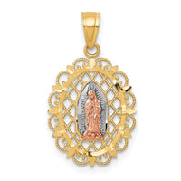 Load image into Gallery viewer, 10k Two-tone with White Rhodium Our Lady of Guadalupe Pendant
