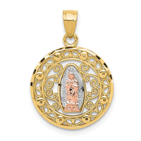 Load image into Gallery viewer, 10k Two-tone with White Rhodium Our Lady of Guadalupe Pendant
