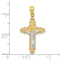 Load image into Gallery viewer, 10K w/ Rhodium Filigree Crucifix Pendant
