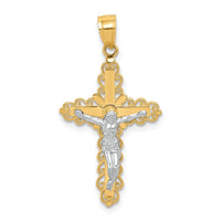 Load image into Gallery viewer, 10K w/ Rhodium Filigree Crucifix Pendant
