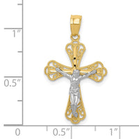Load image into Gallery viewer, 10K w/ Rhodium Filigree Crucifix Pendant
