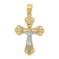 Load image into Gallery viewer, 10K w/ Rhodium Filigree Crucifix Pendant
