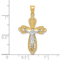 Load image into Gallery viewer, 10K w/ Rhodium Filigree Crucifix Pendant
