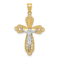 Load image into Gallery viewer, 10K w/ Rhodium Filigree Crucifix Pendant
