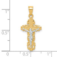 Load image into Gallery viewer, 10K w/ Rhodium Crucifix Pendant
