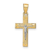 Load image into Gallery viewer, 10K w/ Rhodium Small Crucifix Pendant
