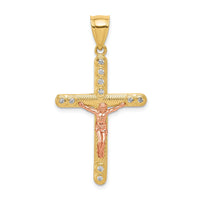 Load image into Gallery viewer, 10k Two-tone CZ Crucifix Pendant
