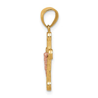 Load image into Gallery viewer, 10k Two-tone Yellow and Rose Gold CZ Crucifix Pendant
