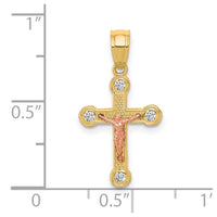Load image into Gallery viewer, 10k Two-tone Yellow and Rose Gold CZ Crucifix Pendant
