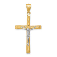 Load image into Gallery viewer, 10K w/ Rhodium Diamond-Cut Crucifix Pendant

