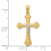 Load image into Gallery viewer, 10K w/Rhodium Fleur De Lis Crucifix Pendant
