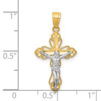 Load image into Gallery viewer, 10K w/Rhodium Filigree Crucifix Pendant
