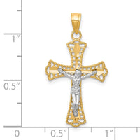 Load image into Gallery viewer, 10K w/Rhodium Diamond-Cut Crucifix Pendant

