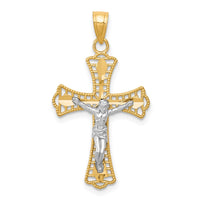 Load image into Gallery viewer, 10K w/Rhodium Diamond-Cut Crucifix Pendant
