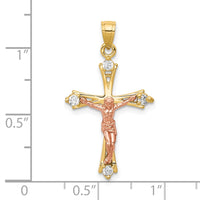Load image into Gallery viewer, 10k Two-tone CZ Crucifix Pendant
