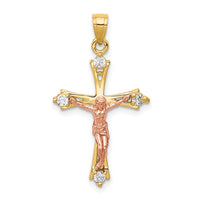 Load image into Gallery viewer, 10k Two-tone CZ Crucifix Pendant
