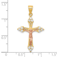 Load image into Gallery viewer, 10k Two-tone CZ Crucifix Pendant
