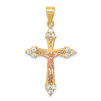 Load image into Gallery viewer, 10k Two-tone CZ Crucifix Pendant
