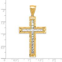 Load image into Gallery viewer, 10K w/ Rhodium Diamond-Cut Cross Pendant
