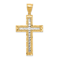 Load image into Gallery viewer, 10K w/ Rhodium Diamond-Cut Cross Pendant
