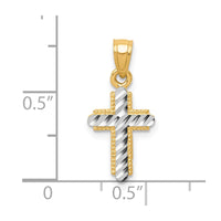Load image into Gallery viewer, 10K w/Rhodium Diamond-Cut Cross Pendant
