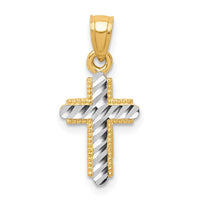 Load image into Gallery viewer, 10K w/Rhodium Diamond-Cut Cross Pendant
