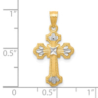 Load image into Gallery viewer, 10K w/ Rhodium Diamond-Cut Cross Pendant
